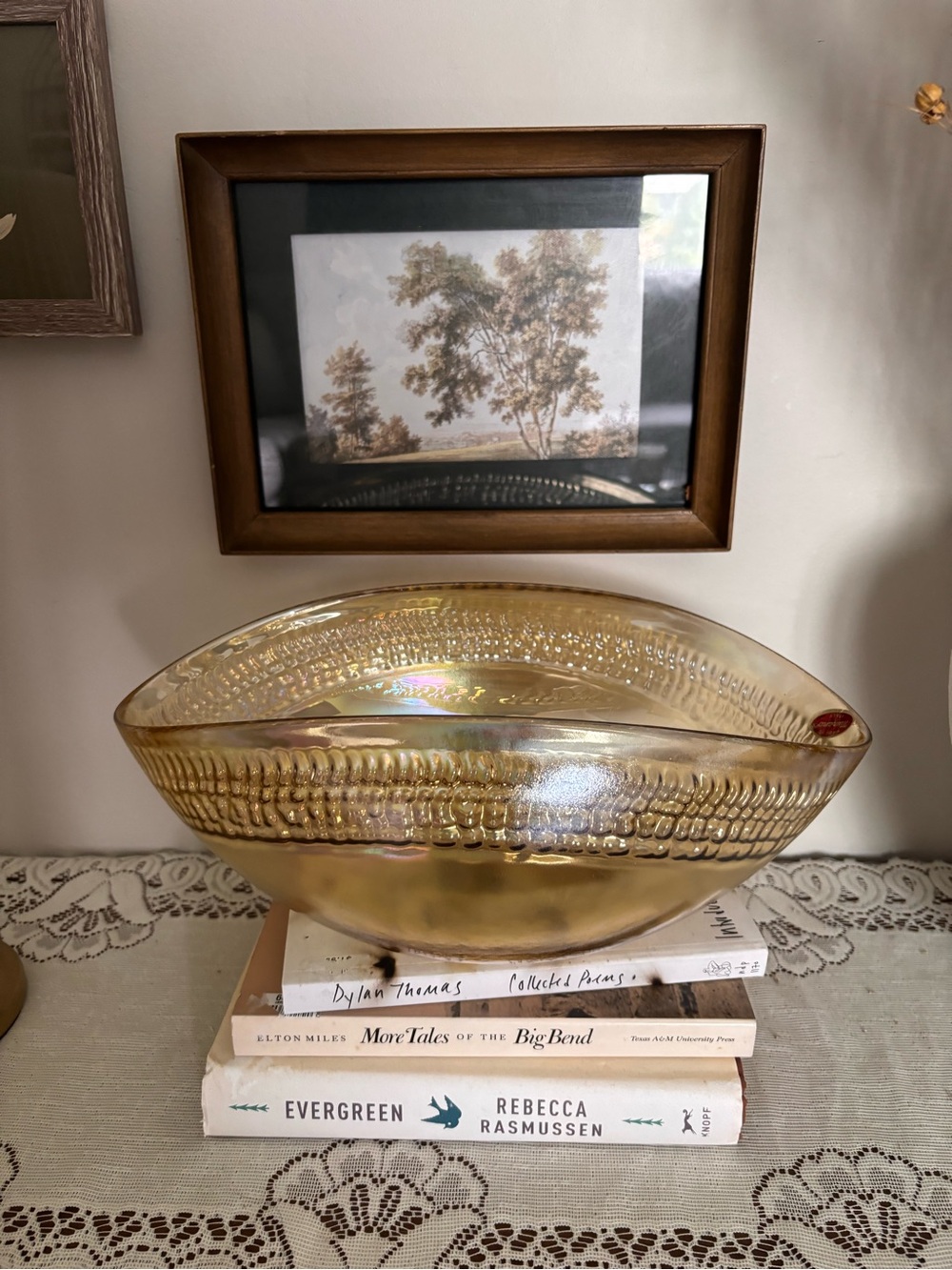 Vintage Murano Glass Bowl Made in Italy – Amber/Yellow Bullicante Art Glass